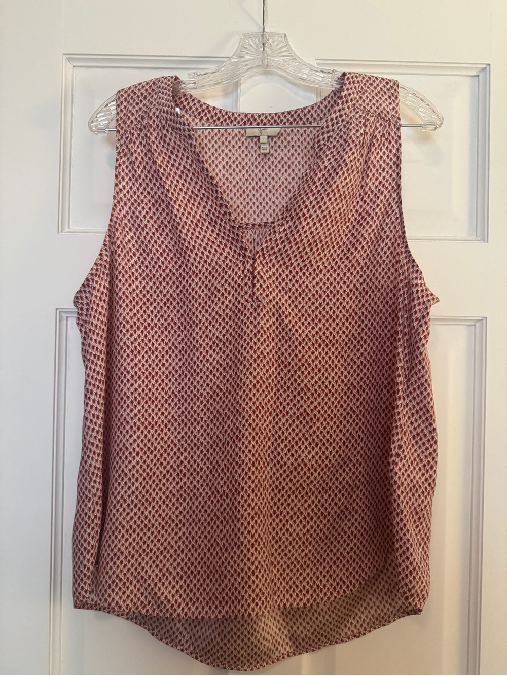 Joie Sleeveless Red/White V-Neck Blouse